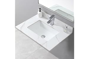 LEGENDSTONE 31" Bathroom Vanity Top with Ceramic Undermount Sink & Backsplash,Carrara Gold Sintered Stone Counter Top, Single Hole Vanity Sink Top