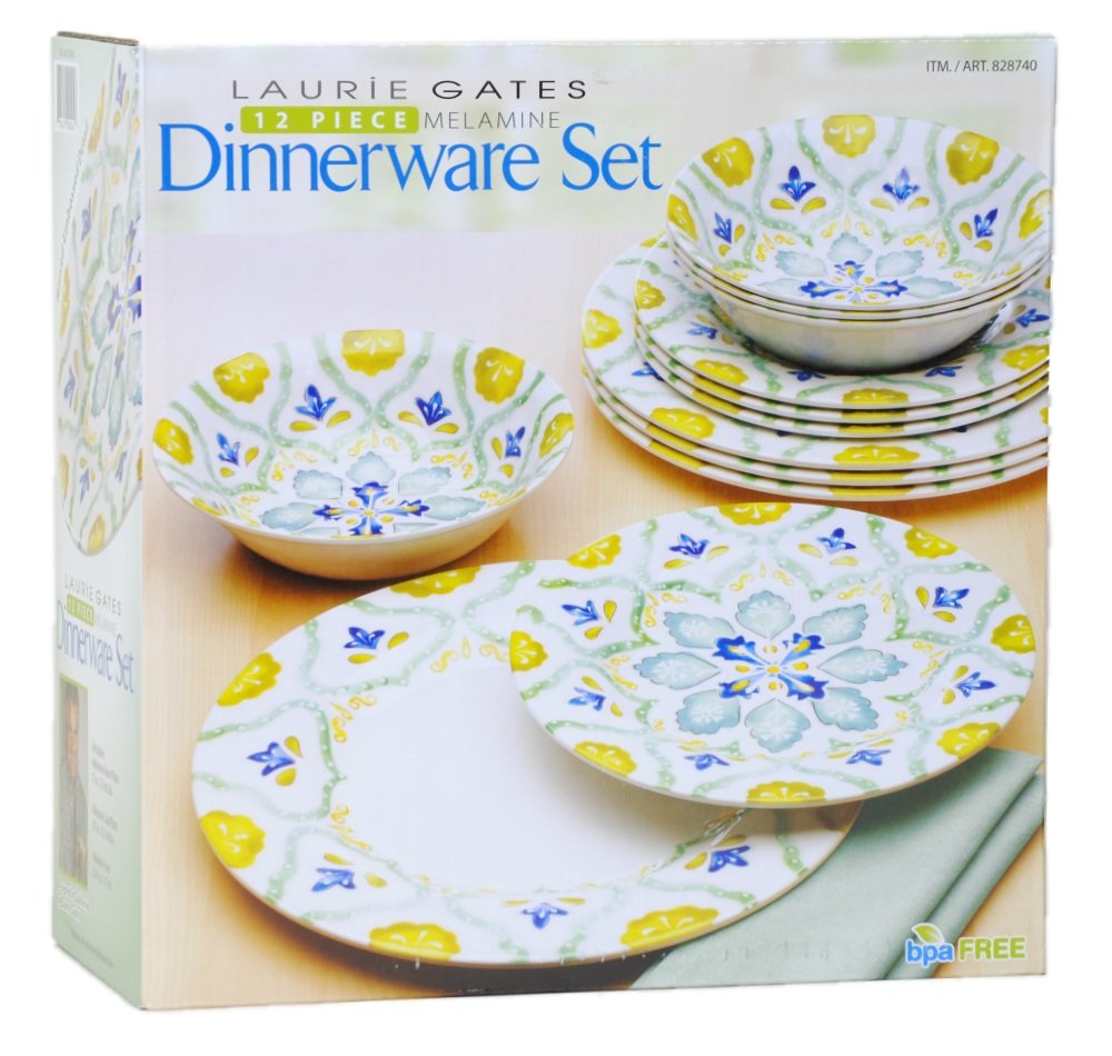 Laurie Gates 12 Piece Melamine Dinnerware Set Dinnerware Sets