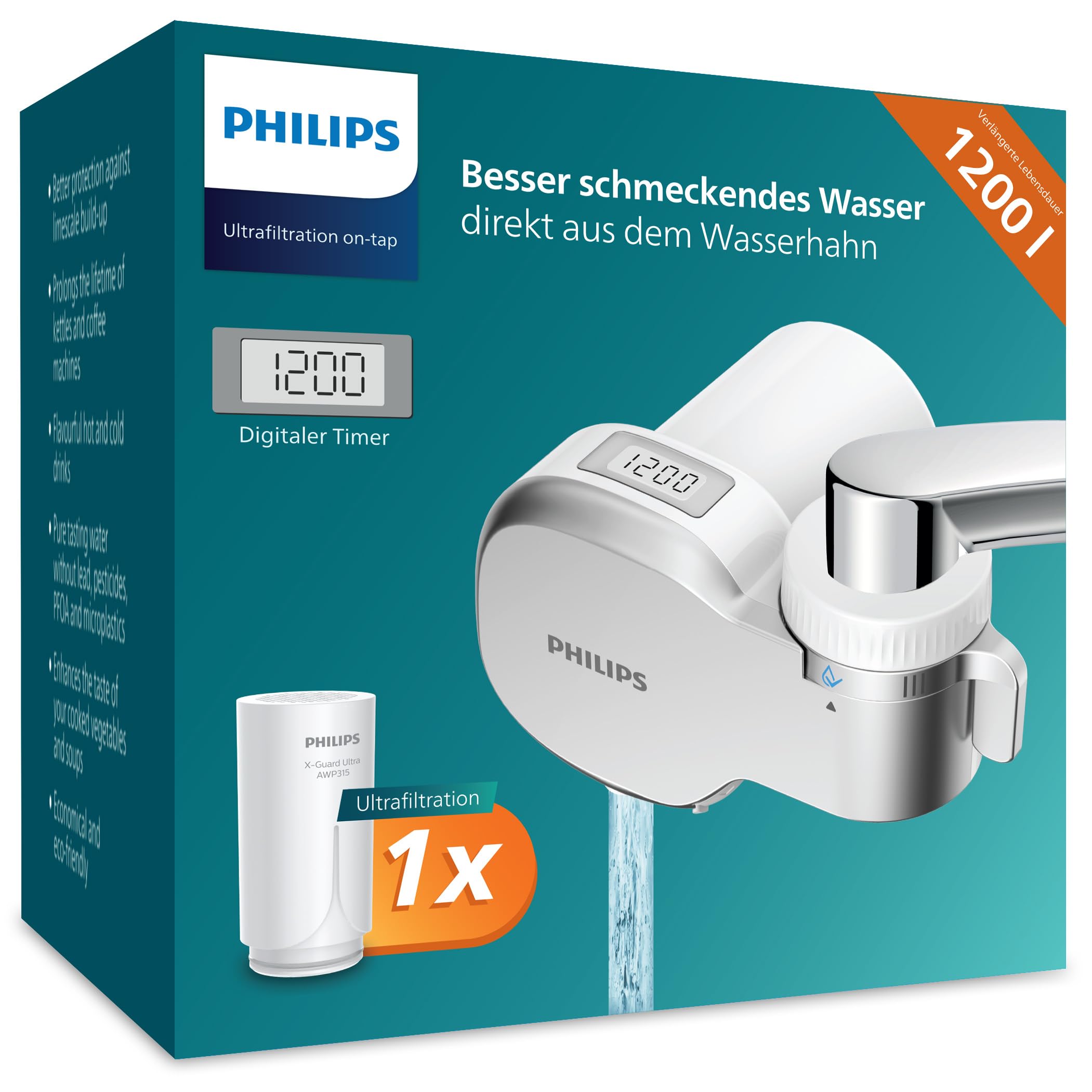 Philips Water Ontap Filter AWP3756P1/10 ULTRAFILTRATION mit DIGITAL DISPLAY, 1200 L Filterkapazität