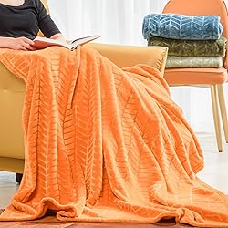 Excervent Soft Brushed Flannel Throw Blanket Orange