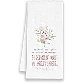 Xmsaitar Inspirational Mother Mom Floral Kitchen Towels, Spring Mom Gifts Hand Towels for Birthday Mother's Day, Rustic Flower Dish Towel Decor for Kitchen 16x24in