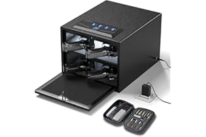 XDeer Biometric Pistol Safe (FCC & California DOJ Certified) - Quick Access Handgun Safe with Fingerprint & Digital Keypad, Secure Home Gun Safe for up to 4 Pistols (Includes Gun Cleaning Kit)