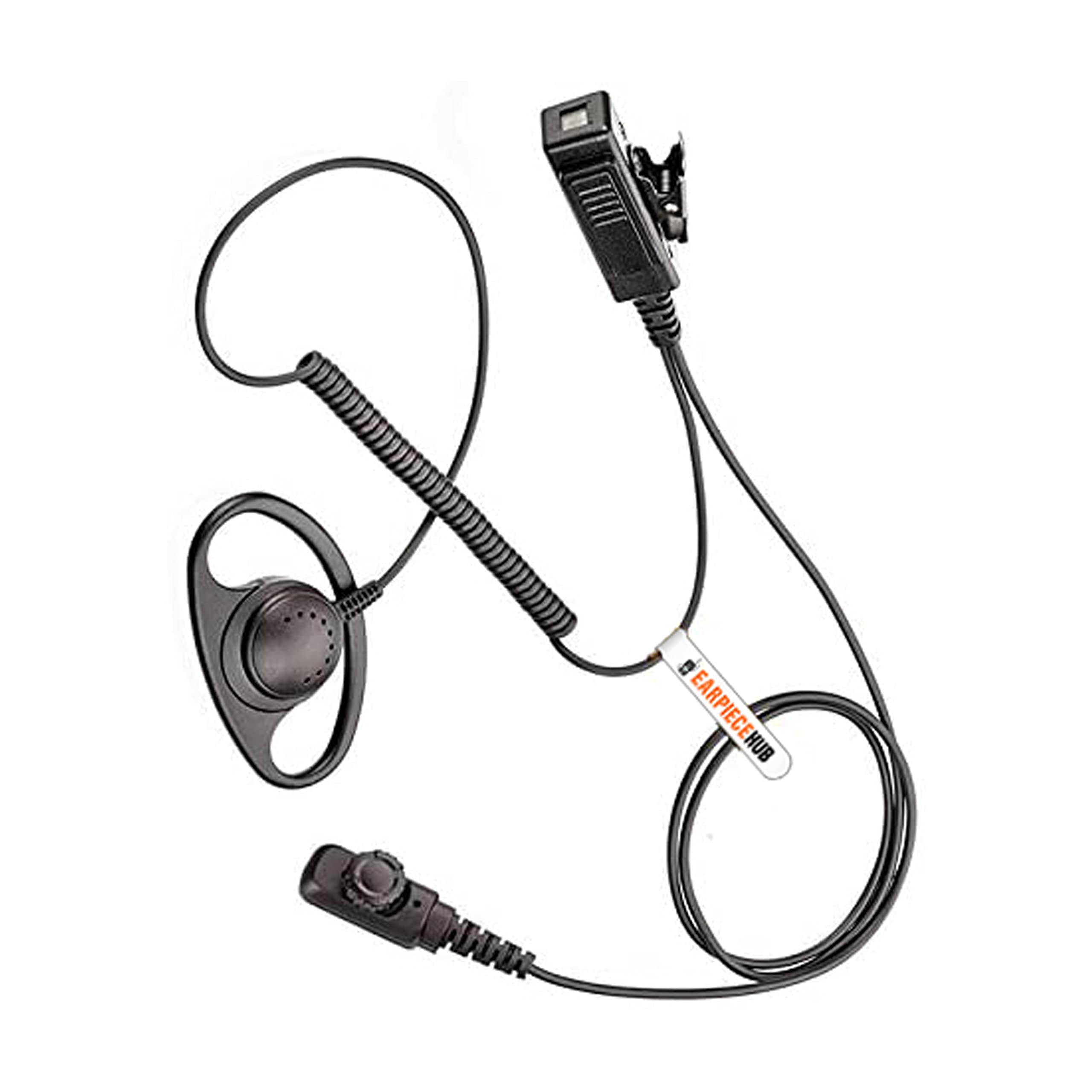 D-Shape Earpiece Ear-Hanger Headset with Polycarbonate PTT Mic Compatible with Hytera HYT Two WAY Radio PD700, PD702, PD705, PD780, PD782, PD785, PT580H, PT-580