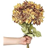 DuHouse 6PCS Artificial Dahlia Flowers, 23.5" Long Stems Silk Flowers with 5" Blooms,Fake Flowers for Wedding Floral Bouquet,DIY Home Décor(Yellow)