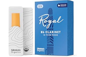 D'Addario Woodwinds - Royal Bb Clarinet Reeds - Reeds for Clarinet - Strong Spine - Works Well for Classical & Jazz - Clarinet Reeds 2.5 Strength, 10-Pack
