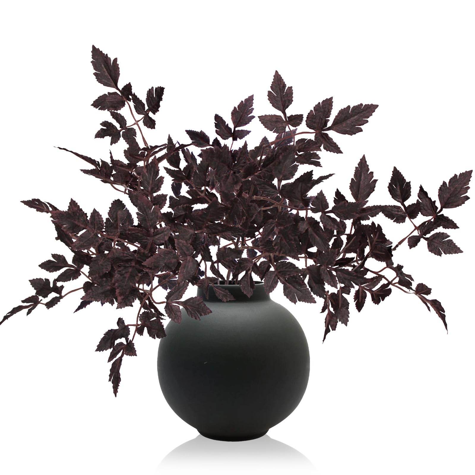 Photo 1 of 3 Pcs Cimicifuga Plum Stems Artificial Cimicifuga Plant Leaf Burgundy Fall Stems for Home Vase Wedding Garden Farmhouse Table Mantel Decor