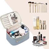 Wandering Nature Travel Makeup Bag with Brush Compartment Greyish Blue view 6