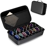 Vecxoty Travel Sunglasses Organizer, Hard Shell Sunglass Case Adjustable Slots for Multiple Sunglass Eyeglass Case
