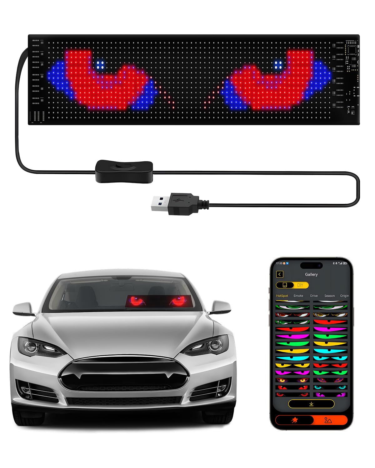 Photo 1 of MIMIRGB Devil Eyes Light for Cars,Programmable LED Eyes for Car, 4 x 14inch,Flex LED Display for Car, LED Sign for Car, Suitable for Windows of Cars and Small to Medium-Sized Trucks