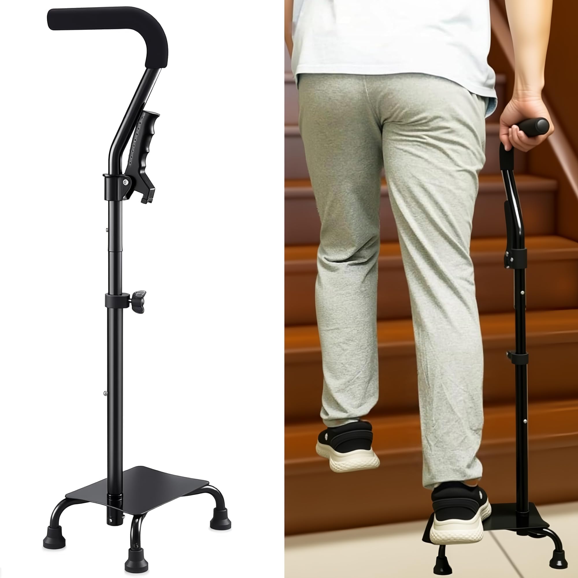 Photo 1 of YOKABOZE Stair Climbing Assist Cane for Elderly People, Step-Type Stair Walker Stair Walkers for Seniors Stair Lift Stability Cane (Support Aid) (Step Pad)