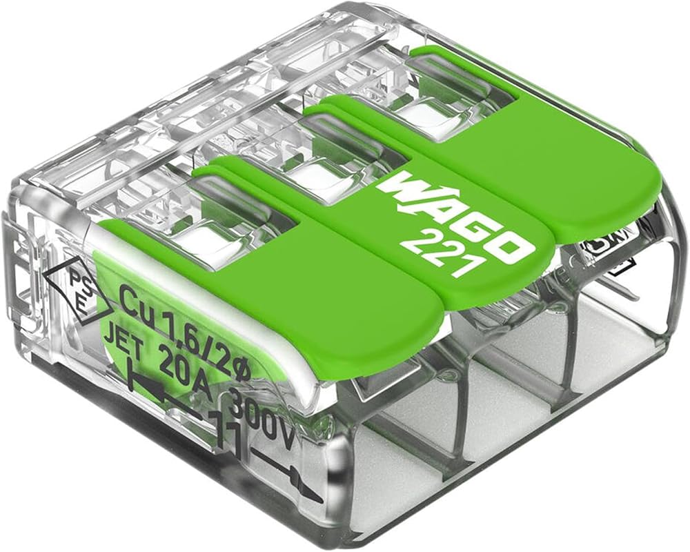 Wago 221-423 Green Range 3-Wire 4 mm² 3-Pol Splicing Terminal Lever Pluggable