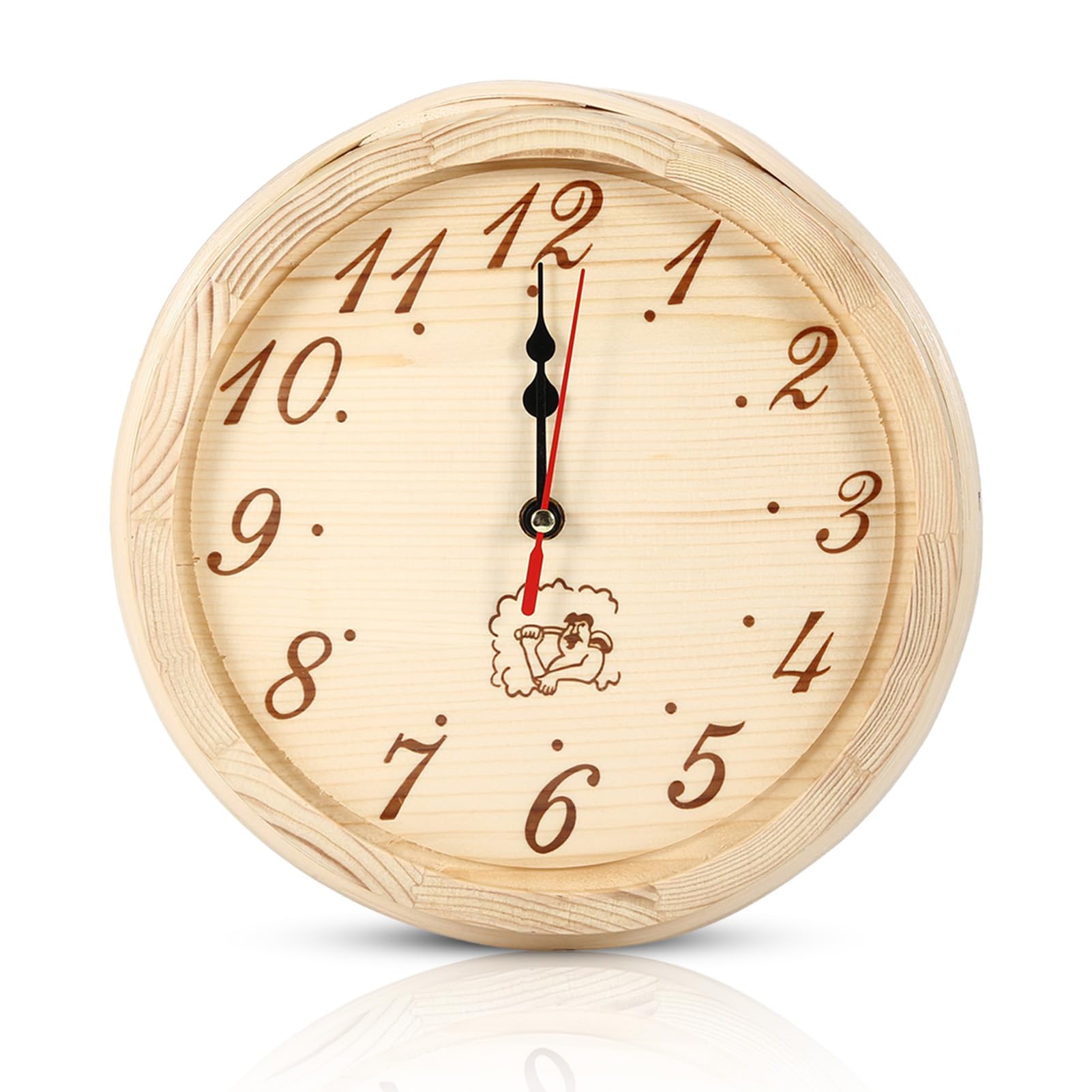 HERCHR 9" Wood Grain Round Wall Clock Sauna Wall Clock Silent Not Tickling Wooden Wallclock Sauna Timerclock for Saunaroom Home Office Bedroom Kitchen Saunaaccesorries