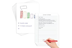 Laffunz 12 Packs Lined Paper College Ruled Whiteboard Paper, Dry Erase Notebook Sheets Reusable to Do List Small White Board with Lines for Students, Erasable Desk Notepad Teacher Classroom Supplies