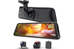 AUTO-VOX T9PRO OEM Rear View Mirror Camera with Detached Front Lens, 9.35" Full Laminated Touch Screen Mirror Dash Cam Front and Rear with No Glare, Super Night Vision Backup Camera for Car/Truck