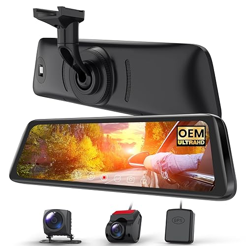 AUTO-VOX T9PRO OEM Rear View Mirror Camera with Detached Front Lens,  Full Laminated Touch Screen Mirror Dash Cam Front and Rear with No Glare, 