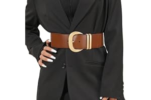WHIPPY Women Wide Elastic Waist Belt for Dresses Fashion Gold Buckle Stretchy Leather Waistband for Ladies