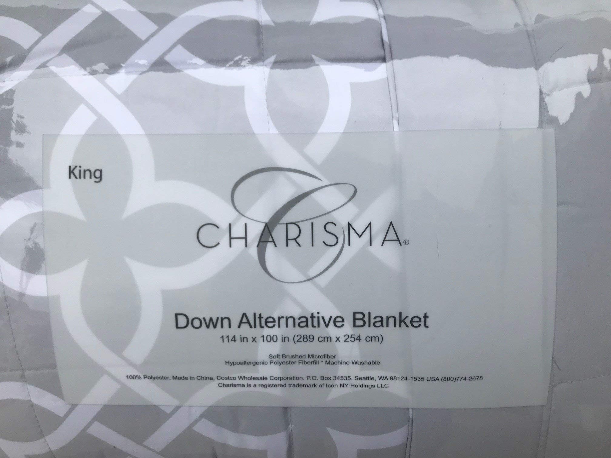 Charisma King Size Down Alternative Blanket Light Grey 114 in x 100 in