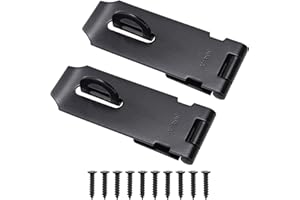 EVCUHASL Door Lock Hasp Latch, Thicked Design Latch Lock, Stainless Steel Security Packlock Clasp Hasp Lock Latch for Doors, Black Finish with Screws, 2 Pack(3 Inch)