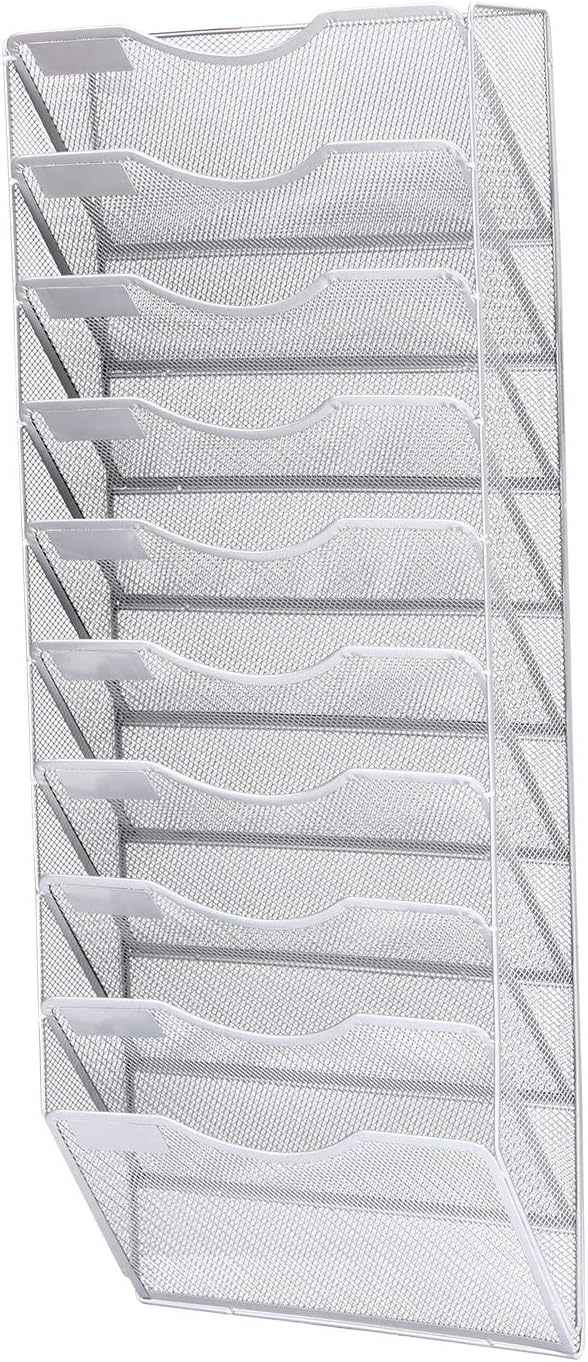 EasyPAG Wall File Holder Organizer Office Hanging Metal Magazine Rack 10 Tier, Silver : Office Products