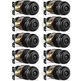 LANSTE Black Door Knobs, 10 Pack Privacy Door Knobs Interior | Door Knob for Bedroom/Bathroom Keyless Doorknobs Interior/Exterior Lockset, Black Modern Design Door Hardware