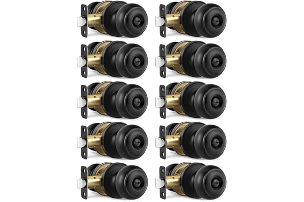 LANSTE Black Door Knobs, 10 Pack Privacy Door Knobs Interior Door Knob for Bedroom/Bathroom Keyless Doorknobs Interior/Exterior Lockset, Black Modern Design Door Hardware