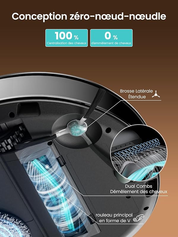 M3 Max Robot Aspirateur Laveur, Cartographie, 20 000 Pa Lavage 45°C — photo 5 sur 8
