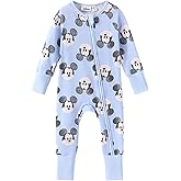 Disney Princess Ariel Belle Moana Mickey Minnie Baby Organic Cotton Footie Zipper Pajamas Newborn Infant Romper