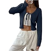 GORGLITTER Women's Cropped Cardigan Lightweight Tie Front Long Sleeve Knit Shrugs Sweater for Dress Fall Dressy 2025