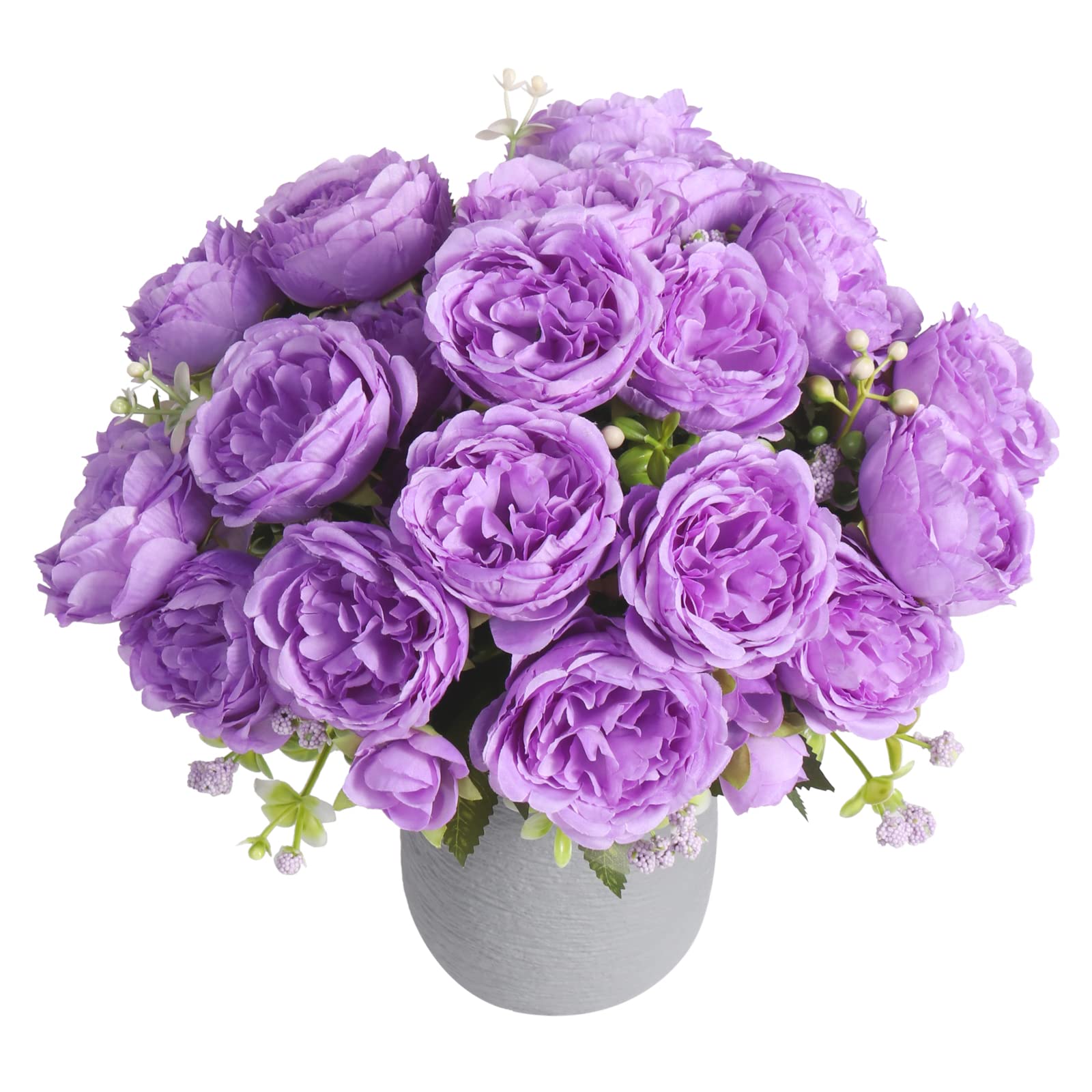 Photo 1 of Artificial Peonies Silk Flowers, Purple Faux Peony Bouquet 4 Bundles Florals Arrangements Decor for Farmhouse Home Boho Wedding Table Centerpiece, Fake Plastic Flowers Bulk for Vase Decoration Purple