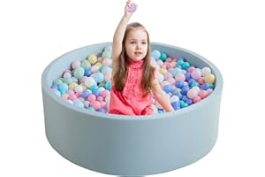 Zedachica Ball Pit for Toddlers 35.4''x11.8 Baby Ball Pit Soft Memory Foam Ball Pit Round Kids Ball Pit Indoor and Outdoor Game Kids Play Ball Pool Ideal Gift for Girls and Boys (Lightblue, NO Balls)