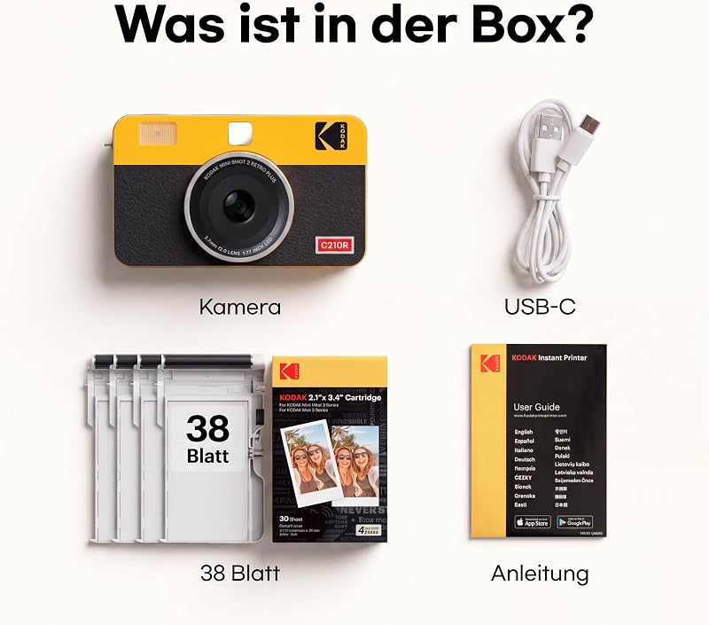 Mini Shot 2 Retro 5x7,6cm Sofortbildkamera, 38 Blatt, Weiß