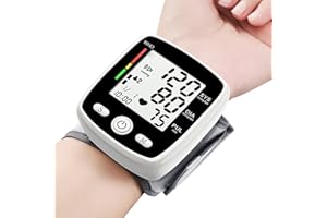 MBUPAI Blood Pressure Monitor Digital Wrist BP Machine Automatic BP Cuff with 2 Users 180 Memory Voice Large LCD Display Adjustable Cuff USB Charging Carrying Case, Black