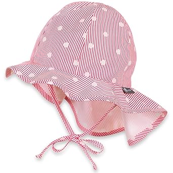 Sterntaler - Mädchen Sommermütze zum Binden mit Nackenschutz, Flapper UV-Schutz 30, weiß pink- 1411916