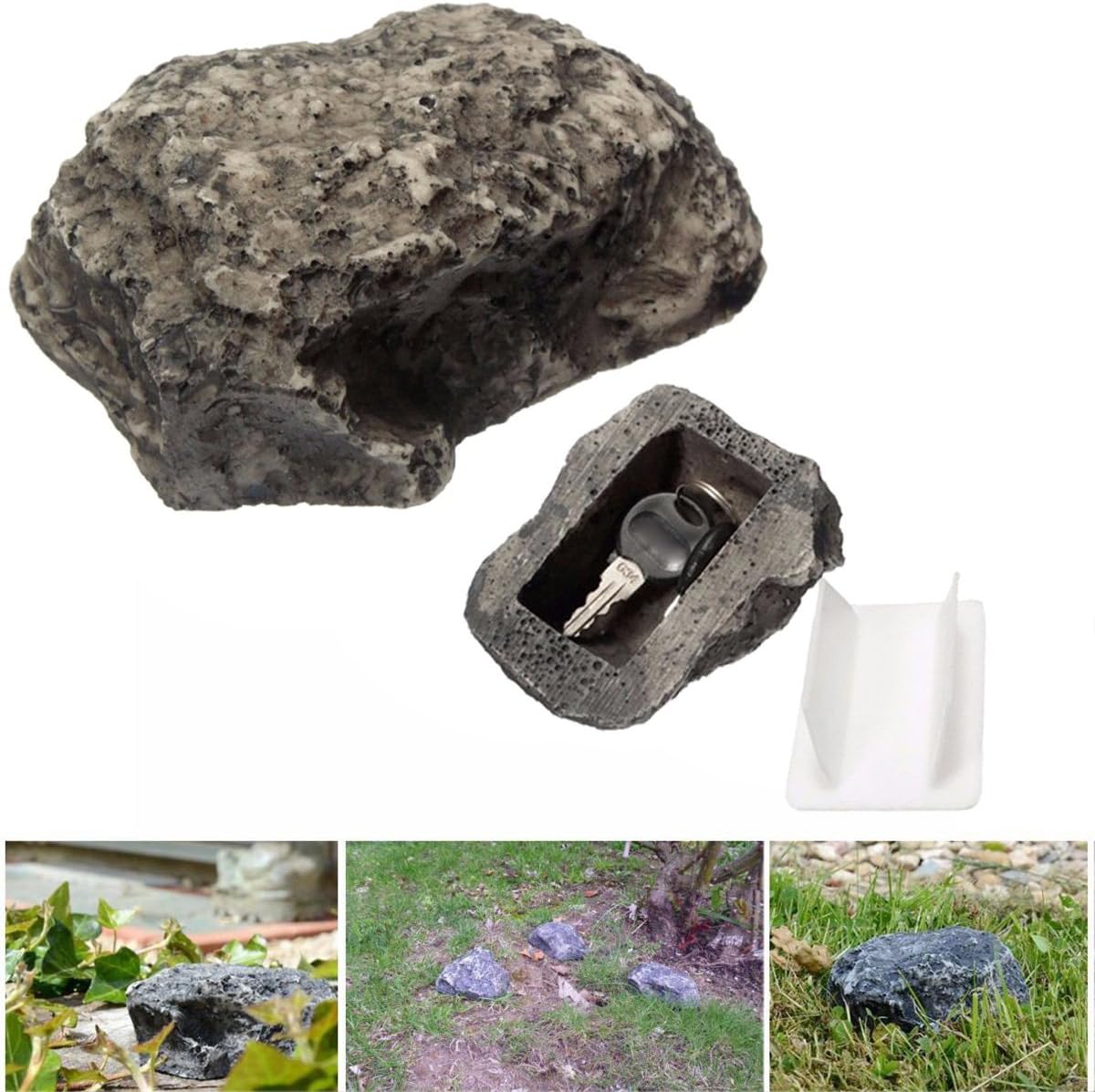 LawUza Rock Storage Stone Box Hide for Key Safe Stash Hollow Secret Hidden Case
