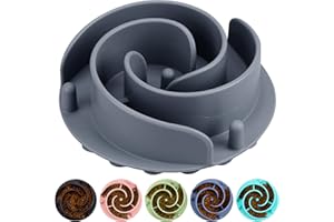 Slow Feeder Dog Bowls Insert, Bestalk Soft Silicone Slow Eating Feeder Insert with Suction Cups for Small, Medium and Large Dogs, Fit into Basic and Elevated Dog Bowls, Grey