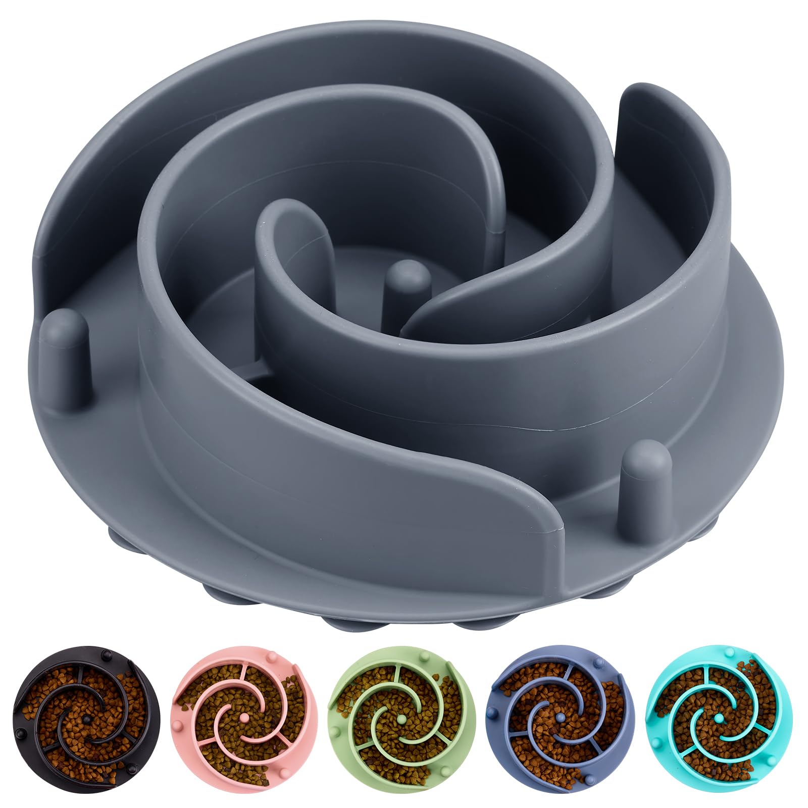 Photo 1 of Slow Feeder Dog Bowls Insert, Bestalk Soft Silicone Slow Eating Feeder Insert with Suction Cups for Small, Medium and Large Dogs, Fit into Basic and Elevated Dog Bowls, Grey