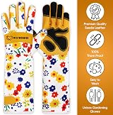 WESTWOOD FOX Leather Gardening Gloves Long Forearm Protection Yellow M view 5