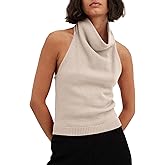 Langwyqu Womens Turtleneck Sweater Vests Sleeveless Knit Halter Tank Tops Sexy Loose Cami Shirts