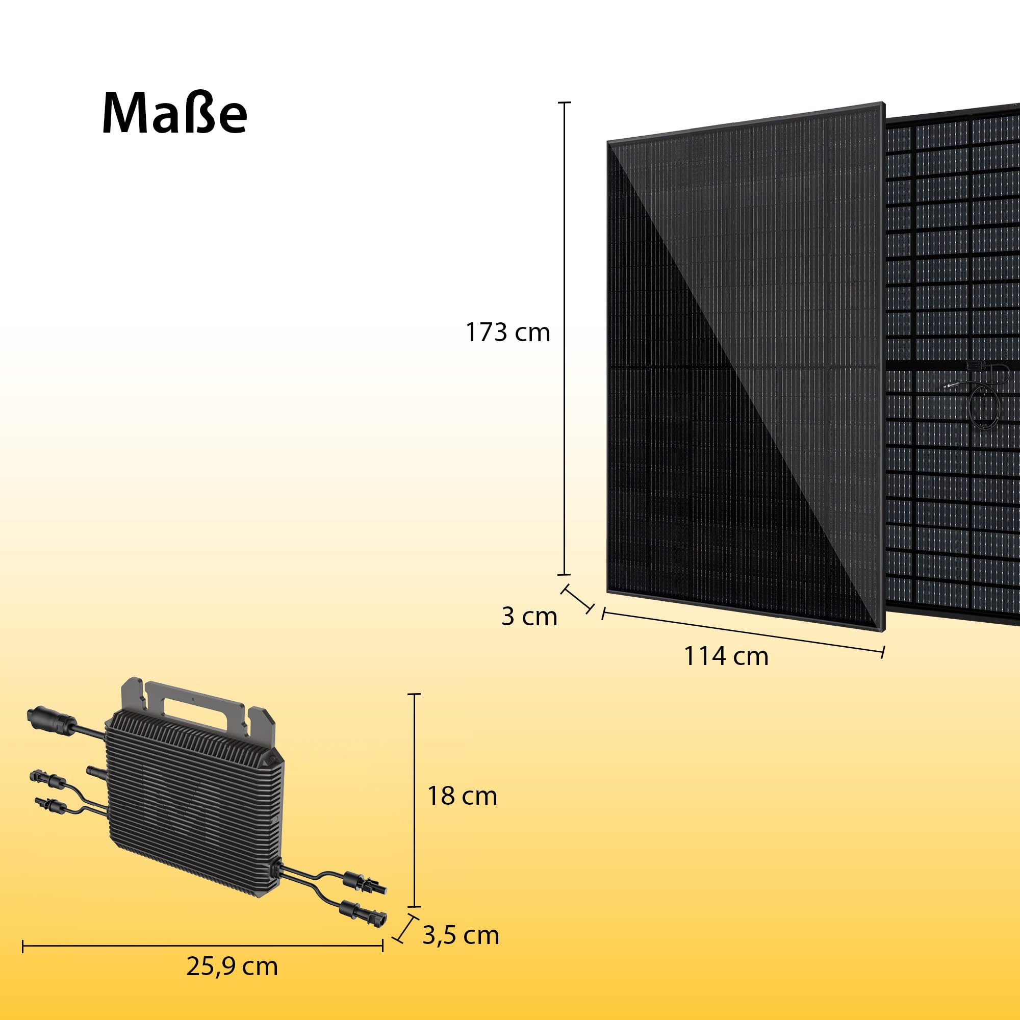 VALE Balkonkraftwerk Bifazial 900 Wp Full Black - Marstek-M2-800 Wechselrichter - Solaranlage - Hochwertiges Solarpanel Set - 5m AC-Kabel 6