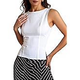 winkbay Women's Summer Crew Neck Sleeveless Blouses Dressy Casual Split Hem Work Tank Tops