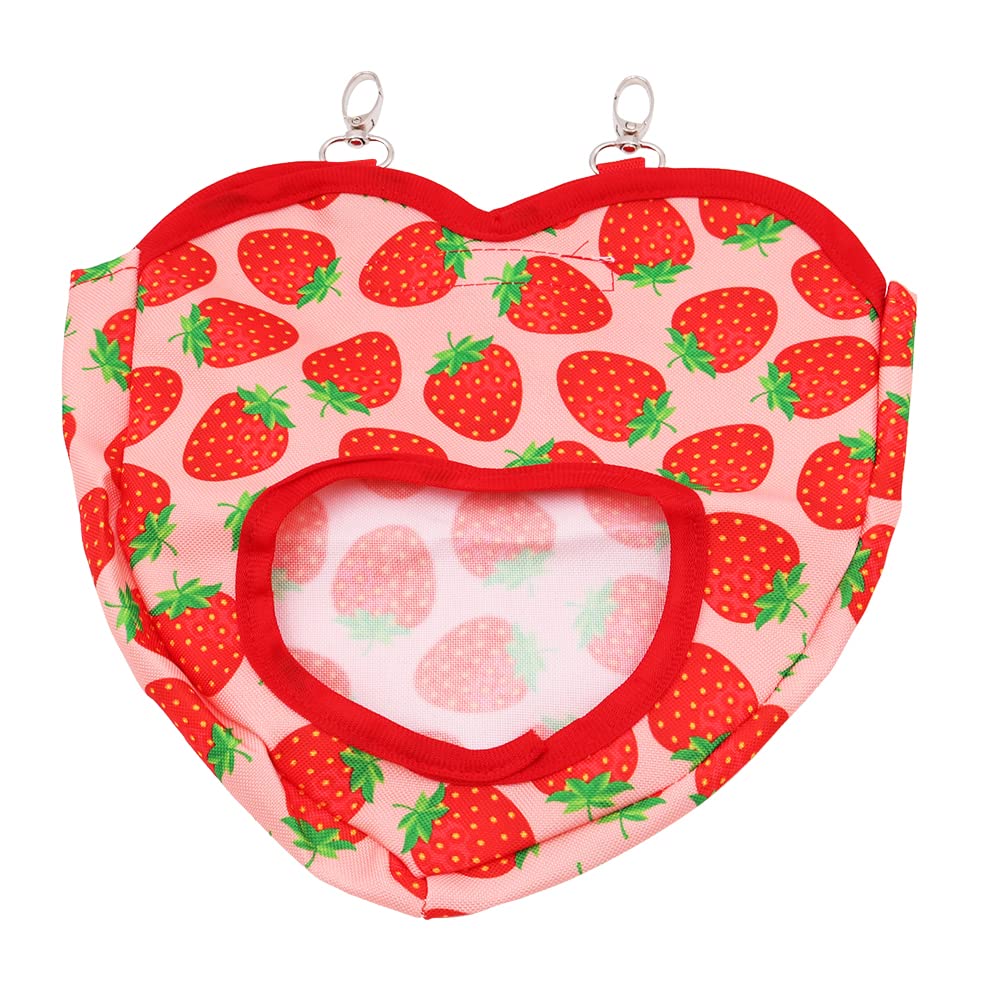 VOANZO Rabbit Hay Bag Small Animals Hay Feeder Bag Hanging Feeding Storage Guinea Pig Hanging Feeder Sack for Bunny Chinchilla Hamster (Strawberry)