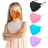 (3-10 Years)Individually Wrapped Face_Mask Colored Child Sized Designed for Boys Girls with Small Face, 5 Layers Filtered, Co