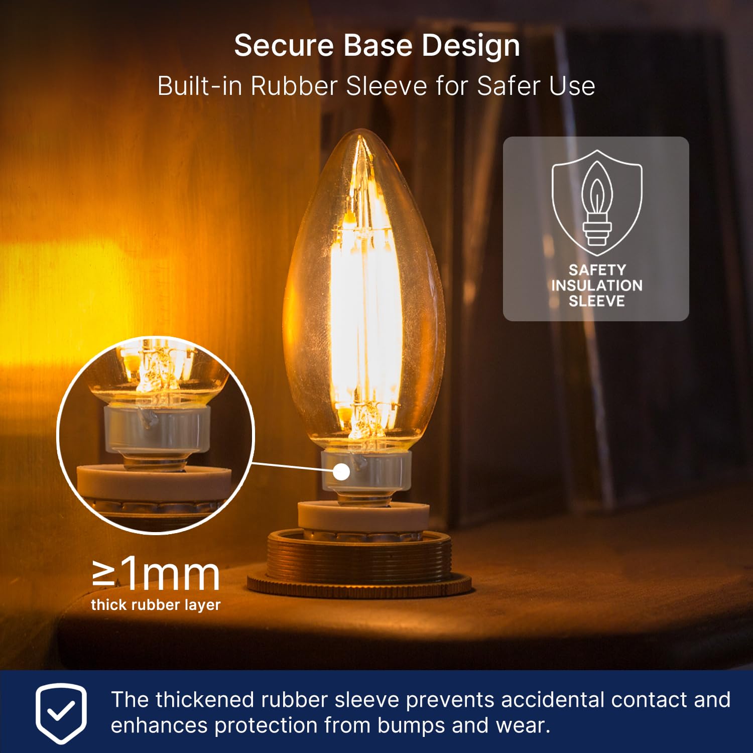 FLSNT 60W Equivalent LED Chandelier Light Bulbs, Dimmable, E12 Base, Clear B11 LED Filament Candelabra Bulbs, 2700K Soft White, 6 Pack