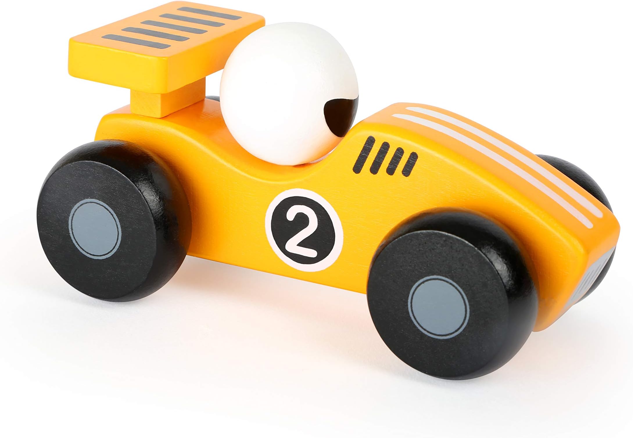 Small Foot 11132 Wooden Toy car Speedster, FSC 100%-Certified, in a Cool, Yellow Design and with Integrated Racing Driver, Multicolour