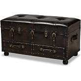 Baxton Studio Ottomans, Dark Brown/Black