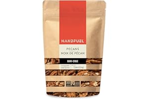 Handfuel 1lbs of Raw Pecan Halves, 4g of Protein, Nutrient Rich, Gluten Free and Plant Based Raw Nuts, Proudly Canadian Made 