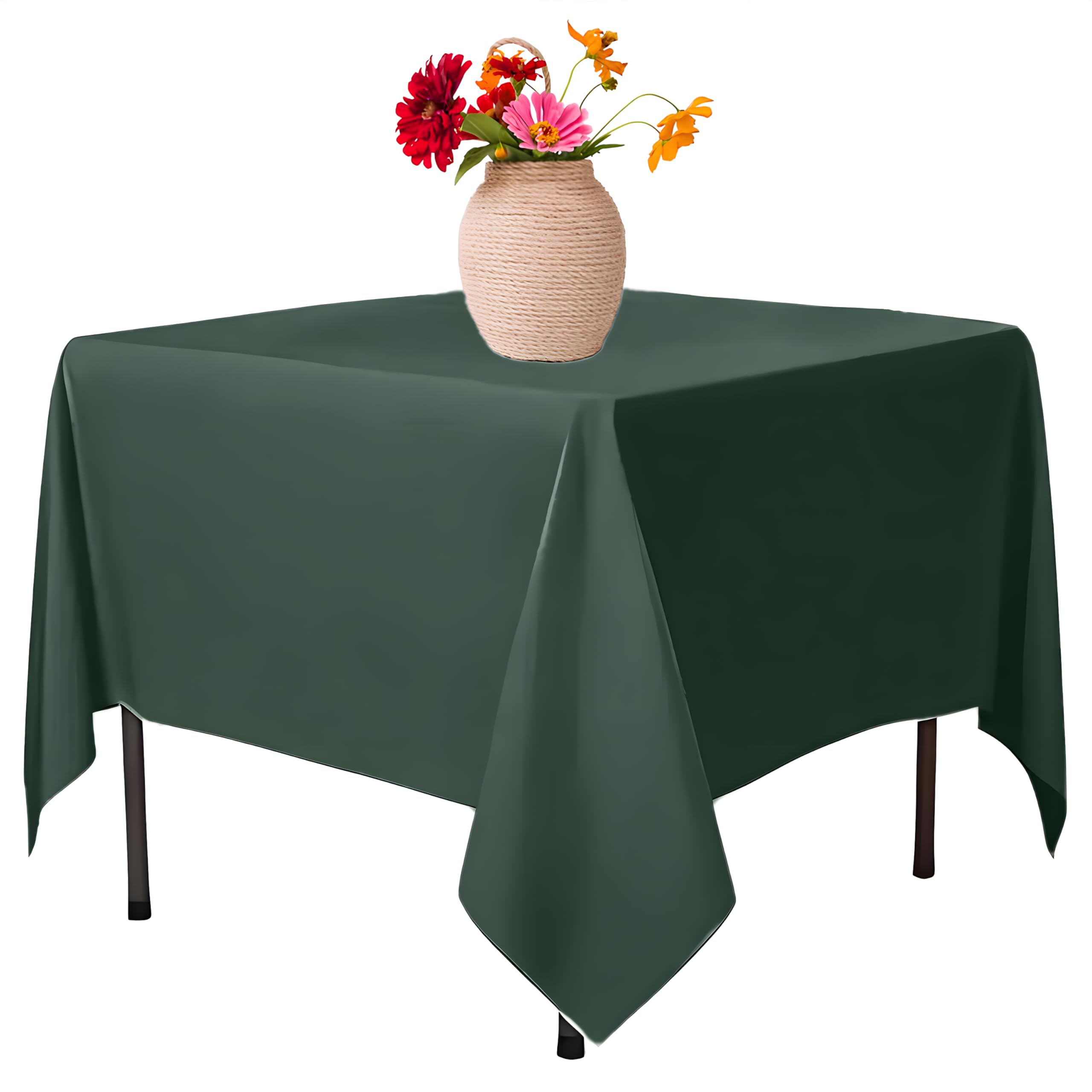 Elegant Event Essentials-Celebration-Ready Polyester Square Tablecloth Collection: Elevate Your Home, Wedding, and Dining Experiences with Elegance and Wrinkle-Free Luxur 45 x 45 Inch Green