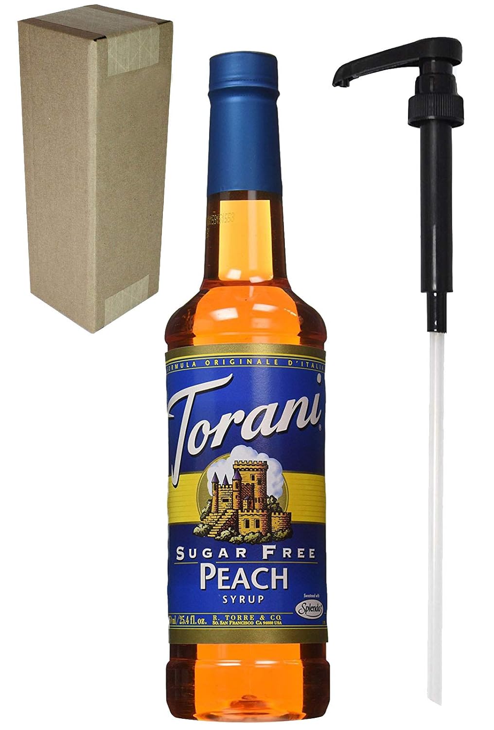 Torani Sugar Free Peach Syrup, botella de cristal de 750 ml ...