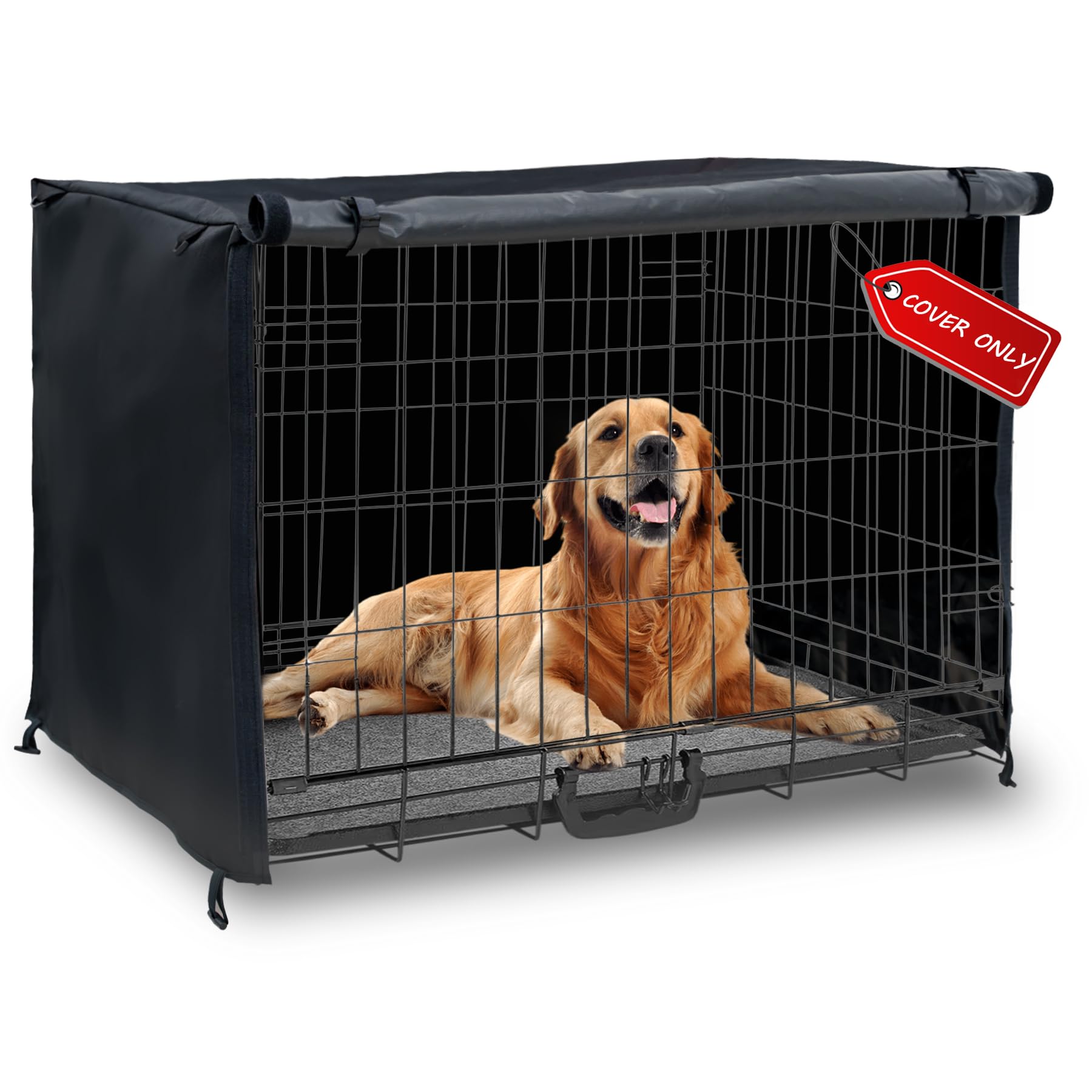 Photo 1 of Softclub Dog Crate Cover 42in Waterproof Pet Kennel Cover for Outdoor/Indoor Protection, Durable Windproof Crate Cover Universal Fit for Wire Dog Crate (42''L*28''W*30''H-Black)
