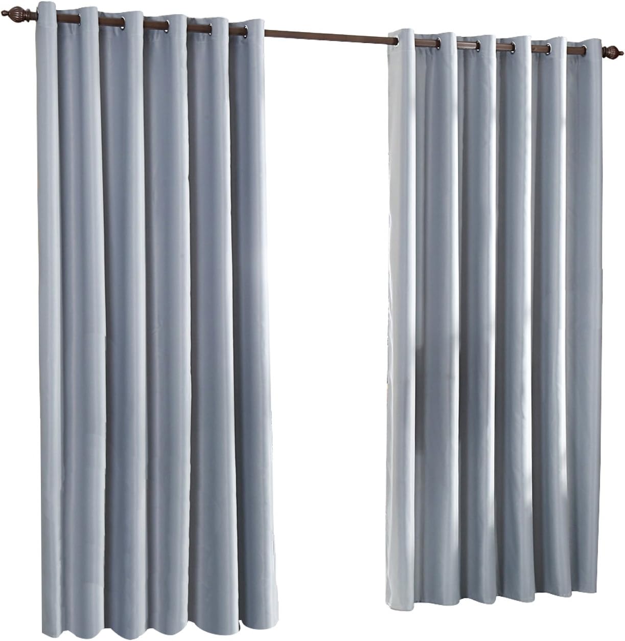 HST 66" x 54" Blackout Curtains Eyelet Curtains Luxury Thermal Supersoft Curtains Silver Grey
